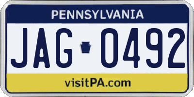 PA license plate JAG0492