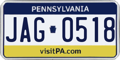 PA license plate JAG0518