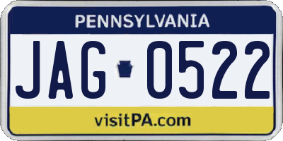 PA license plate JAG0522