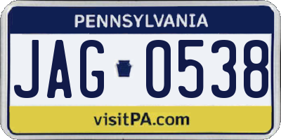 PA license plate JAG0538