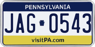 PA license plate JAG0543