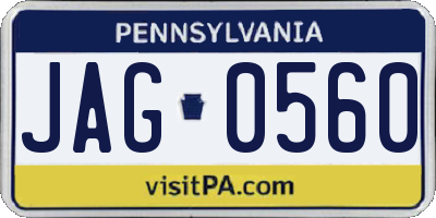 PA license plate JAG0560