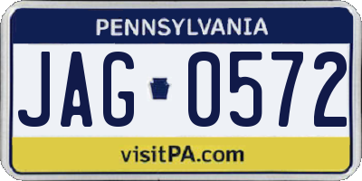 PA license plate JAG0572