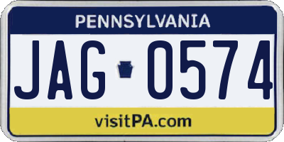 PA license plate JAG0574