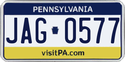 PA license plate JAG0577