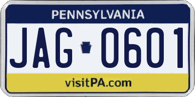 PA license plate JAG0601