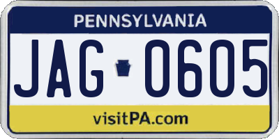 PA license plate JAG0605