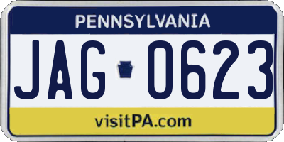 PA license plate JAG0623