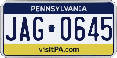 PA license plate JAG0645