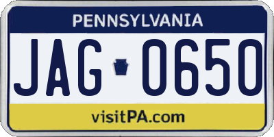 PA license plate JAG0650