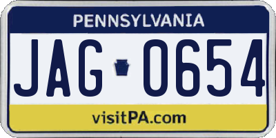 PA license plate JAG0654