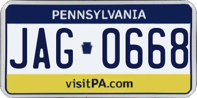PA license plate JAG0668