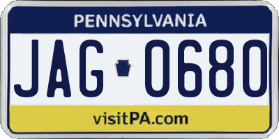 PA license plate JAG0680