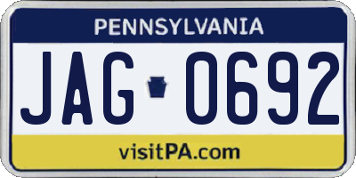 PA license plate JAG0692