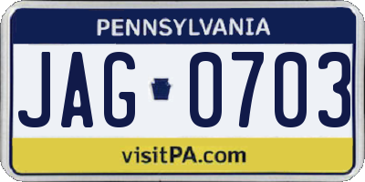 PA license plate JAG0703