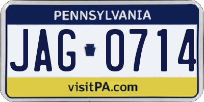 PA license plate JAG0714