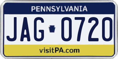 PA license plate JAG0720