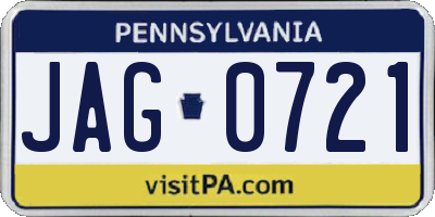 PA license plate JAG0721