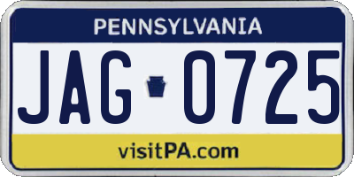 PA license plate JAG0725