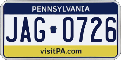 PA license plate JAG0726