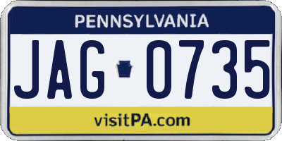 PA license plate JAG0735