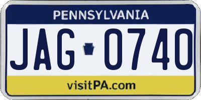 PA license plate JAG0740