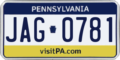 PA license plate JAG0781