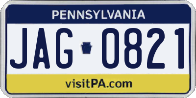 PA license plate JAG0821