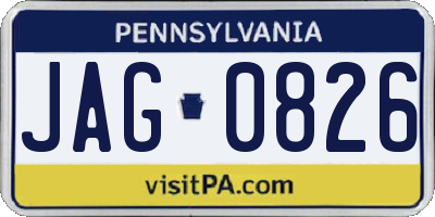 PA license plate JAG0826