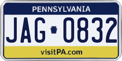 PA license plate JAG0832