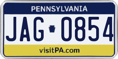 PA license plate JAG0854