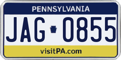 PA license plate JAG0855