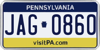 PA license plate JAG0860