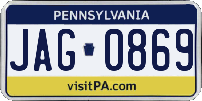 PA license plate JAG0869