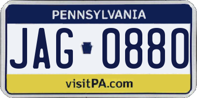 PA license plate JAG0880