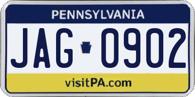 PA license plate JAG0902