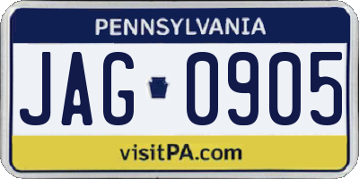 PA license plate JAG0905