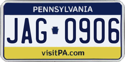 PA license plate JAG0906