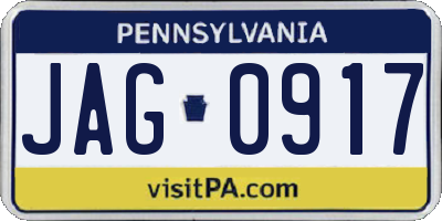 PA license plate JAG0917