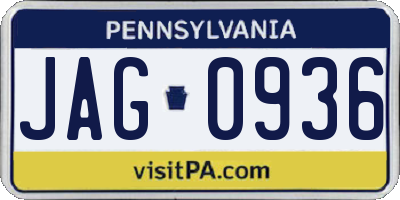 PA license plate JAG0936