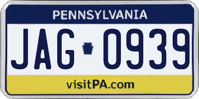 PA license plate JAG0939