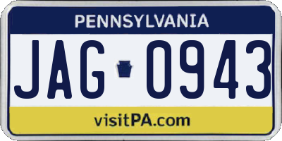 PA license plate JAG0943