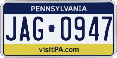 PA license plate JAG0947