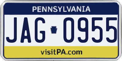 PA license plate JAG0955