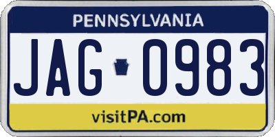 PA license plate JAG0983