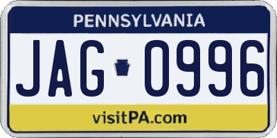 PA license plate JAG0996