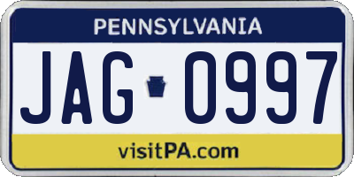 PA license plate JAG0997