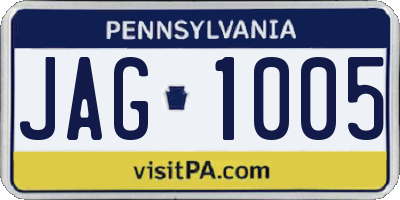 PA license plate JAG1005