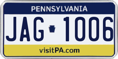 PA license plate JAG1006