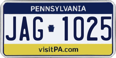 PA license plate JAG1025